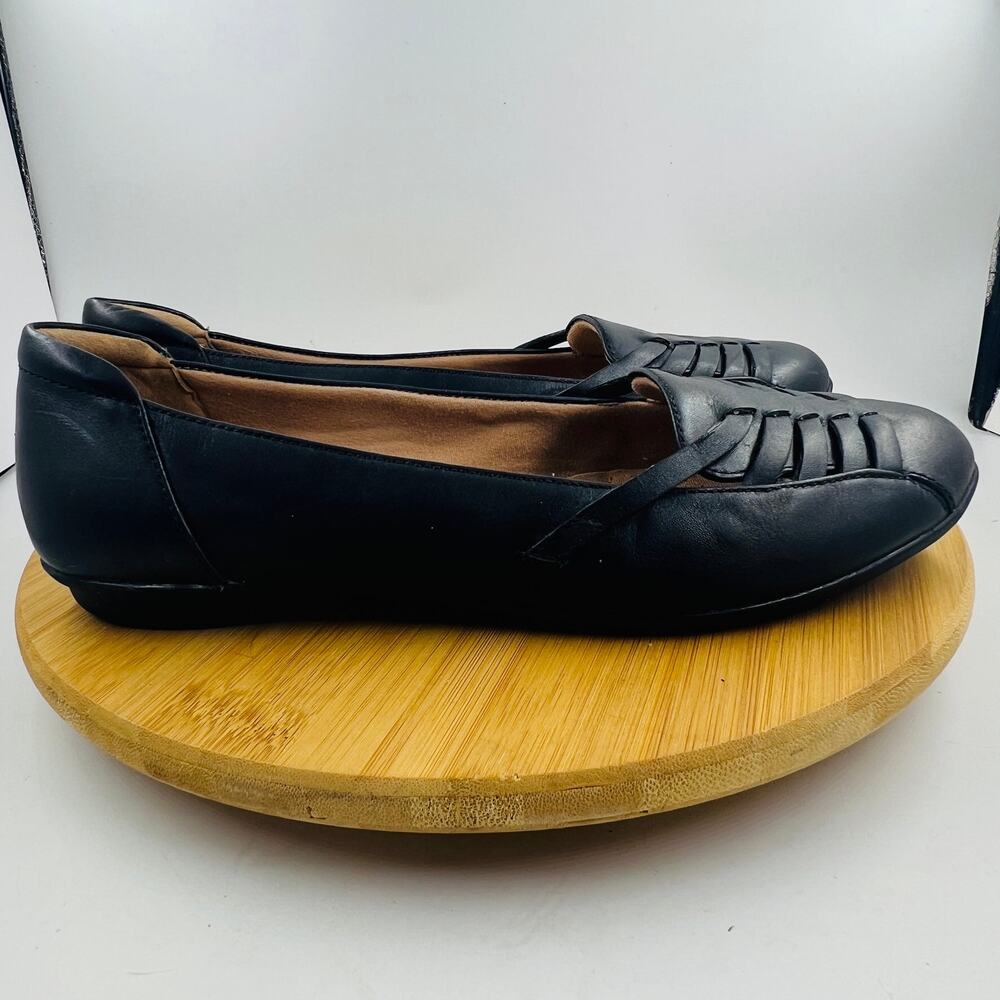 Clarks Collection Gracelin Gemma Ballet Flats Size 9.5W Black Leather Comfort